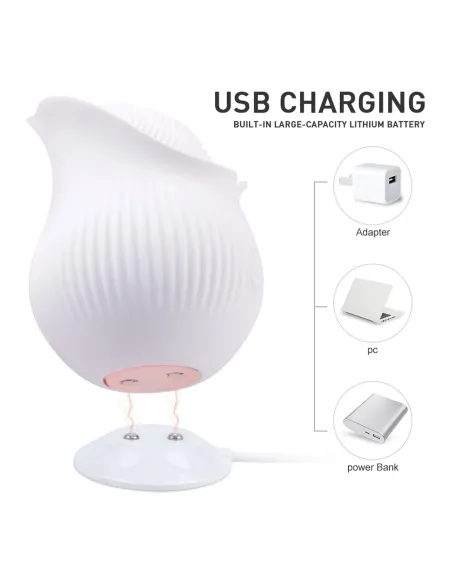 Vibrador white rose estimulador clitoris usb recargable 10 funciones 6cmx7cm | S-hande | Estimuladores clítoris