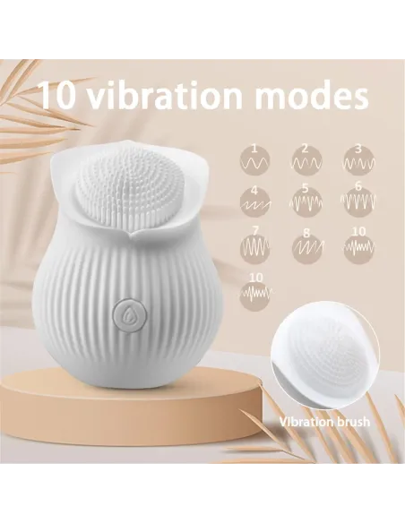 Vibrador white rose estimulador clitoris usb recargable 10 funciones 6cmx7cm | S-hande | Estimuladores clítoris