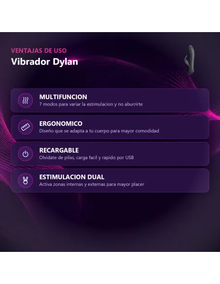 Vibrador dylan 7 funciones waving usb recargable | Pretty love | Vibradores
