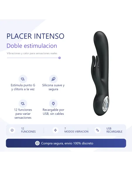 Vibrador carina punto g clitoris usb recargable silicona 12 funciones | Pretty love | Calor