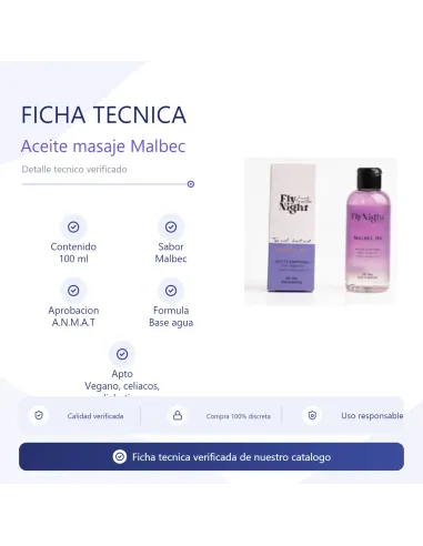 Aceite masaje malbec 100ml | Fly night | Corporales