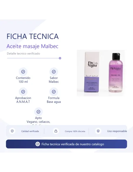 Aceite masaje malbec 100ml | Fly night | Corporales