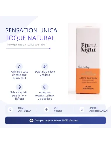 Aceite masaje corporal rosa mosqueta 100ml | Fly night | Corporales