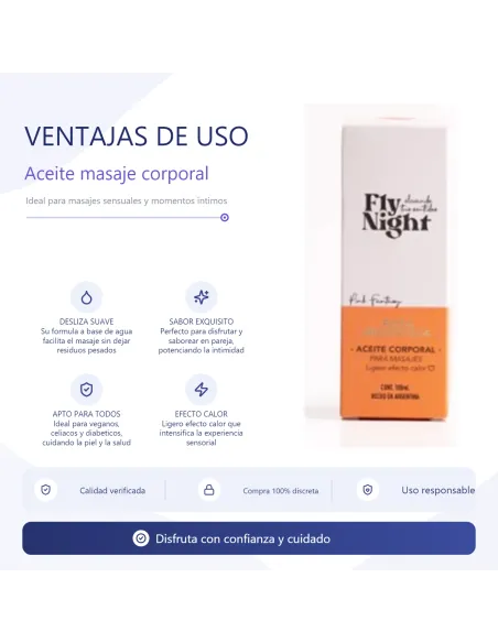 Aceite masaje corporal rosa mosqueta 100ml | Fly night | Corporales