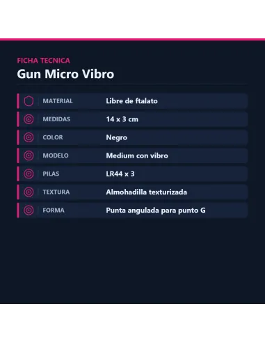 Gun micro vibro medium negro | Caiman | Dobles