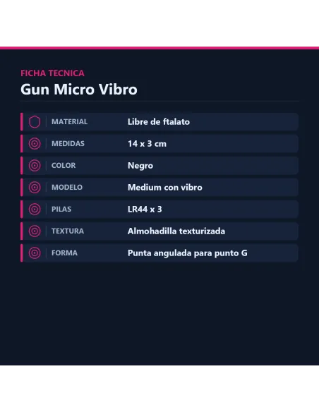 Gun micro vibro medium negro | Caiman | Dobles
