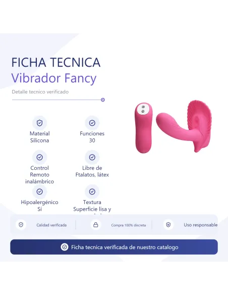 Vibrador fancy control remoto inalámbrico silicona 30 funciones | Pretty love | Estimuladores clítoris