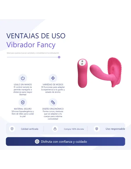 Vibrador fancy control remoto inalámbrico silicona 30 funciones | Pretty love | Estimuladores clítoris