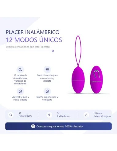 Vibrador huevo joanne 12 funciones inalambrico silicona | Pretty love | Bolas y huevos vaginales