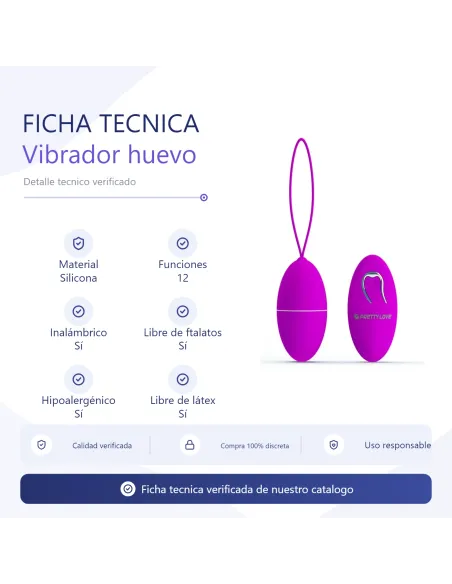Vibrador huevo joanne 12 funciones inalambrico silicona | Pretty love | Bolas y huevos vaginales