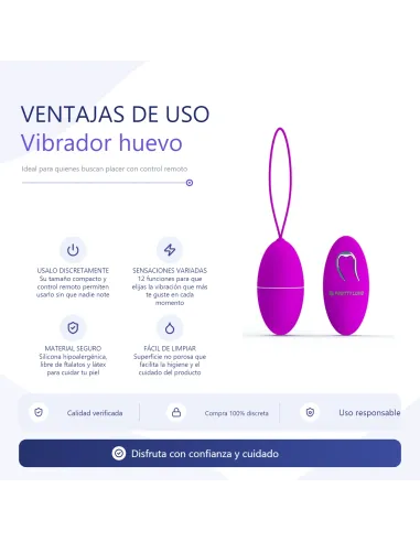 Vibrador huevo joanne 12 funciones inalambrico silicona | Pretty love | Bolas y huevos vaginales