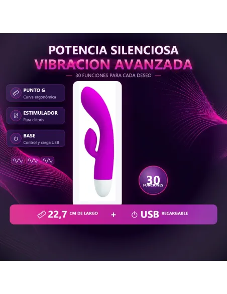 Vibrador eli punto g clitoris silicona usb recargable 30 funciones | Pretty love | Rabbits
