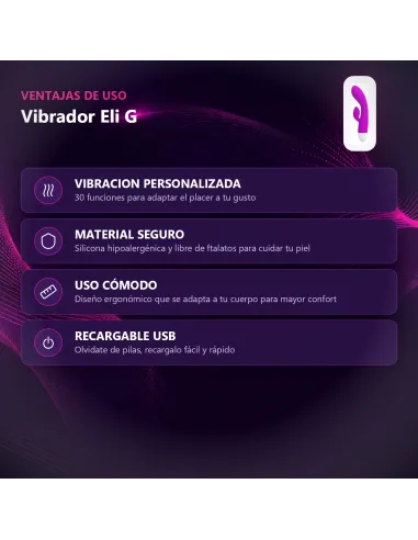 Vibrador eli punto g clitoris silicona usb recargable 30 funciones | Pretty love | Rabbits