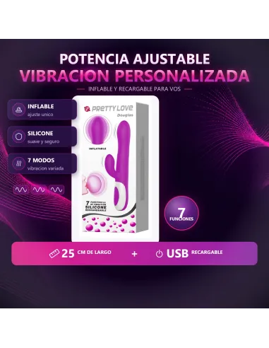 Vibrador dempsey inflable usb recargable 25cm x 4cm | Pretty love | Rabbits