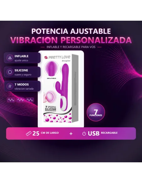Vibrador dempsey inflable usb recargable 25cm x 4cm | Pretty love | Rabbits