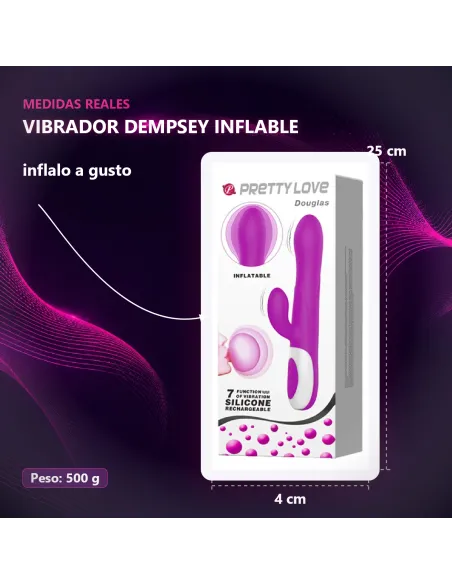 Vibrador dempsey inflable usb recargable 25cm x 4cm | Pretty love | Rabbits