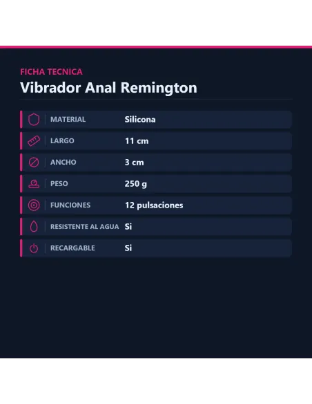 Vibrador consolador anal remington recargable silicona multifuncion 11cm x 3cm | Pretty love | Vibradores