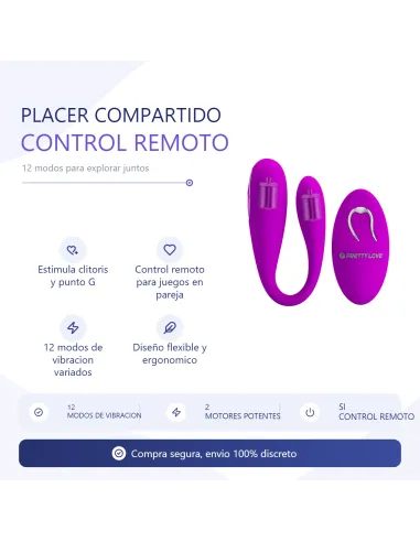 Vibrador algernon para parejas recargable control remoto | Pretty love | Estimuladores