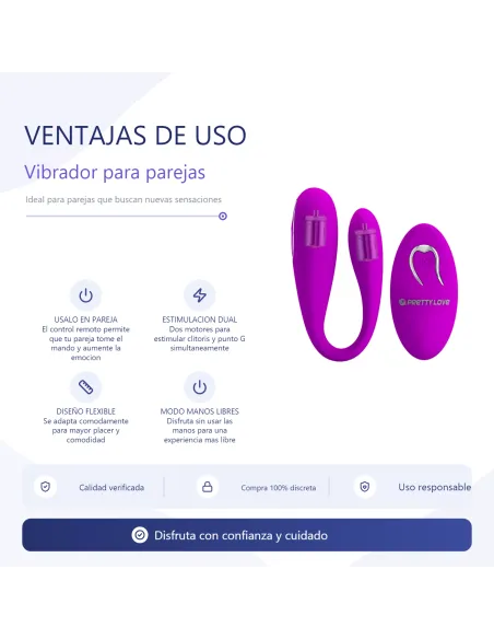 Vibrador algernon para parejas recargable control remoto | Pretty love | Estimuladores