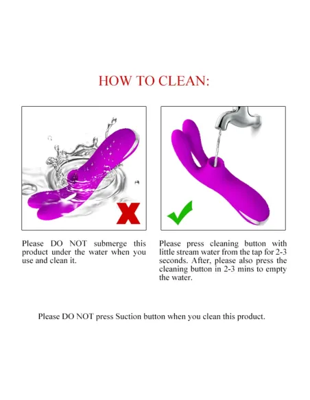 Vibrador y succionador de clitoris 7 funciones silicona usb recargable 16cm x 4cm | Pretty love | Succionadores