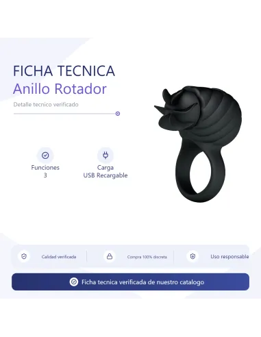 Anillo rotador frances 3 funciones usb recargable | Pretty love | Anillos