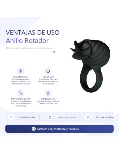 Anillo rotador frances 3 funciones usb recargable | Pretty love | Anillos