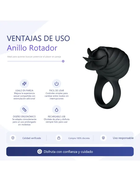 Anillo rotador frances 3 funciones usb recargable | Pretty love | Anillos