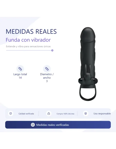 Funda con vibrador y extensión extiende 2cm - 14cm x 3cm silicona | Pretty love | Fundas y extensiones