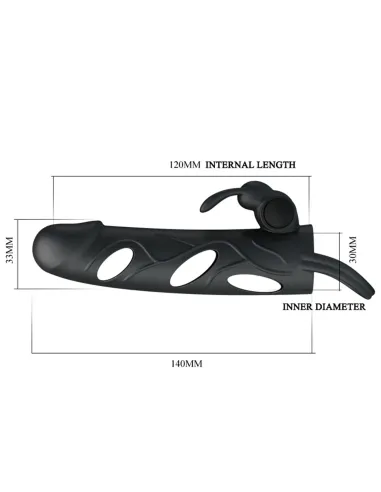 Funda con vibrador y extensión extiende 2cm - 14cm x 3cm silicona | Pretty love | Fundas y extensiones