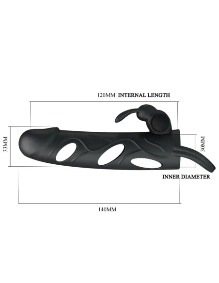 Funda con vibrador y extensión extiende 2cm - 14cm x 3cm silicona | Pretty love | Fundas y extensiones