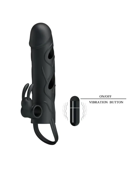 Funda con vibrador y extensión extiende 2cm - 14cm x 3cm silicona | Pretty love | Fundas y extensiones
