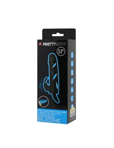 Funda con vibrador y extensión extiende 2cm - 14cm x 3cm silicona | Pretty love | Fundas y extensiones